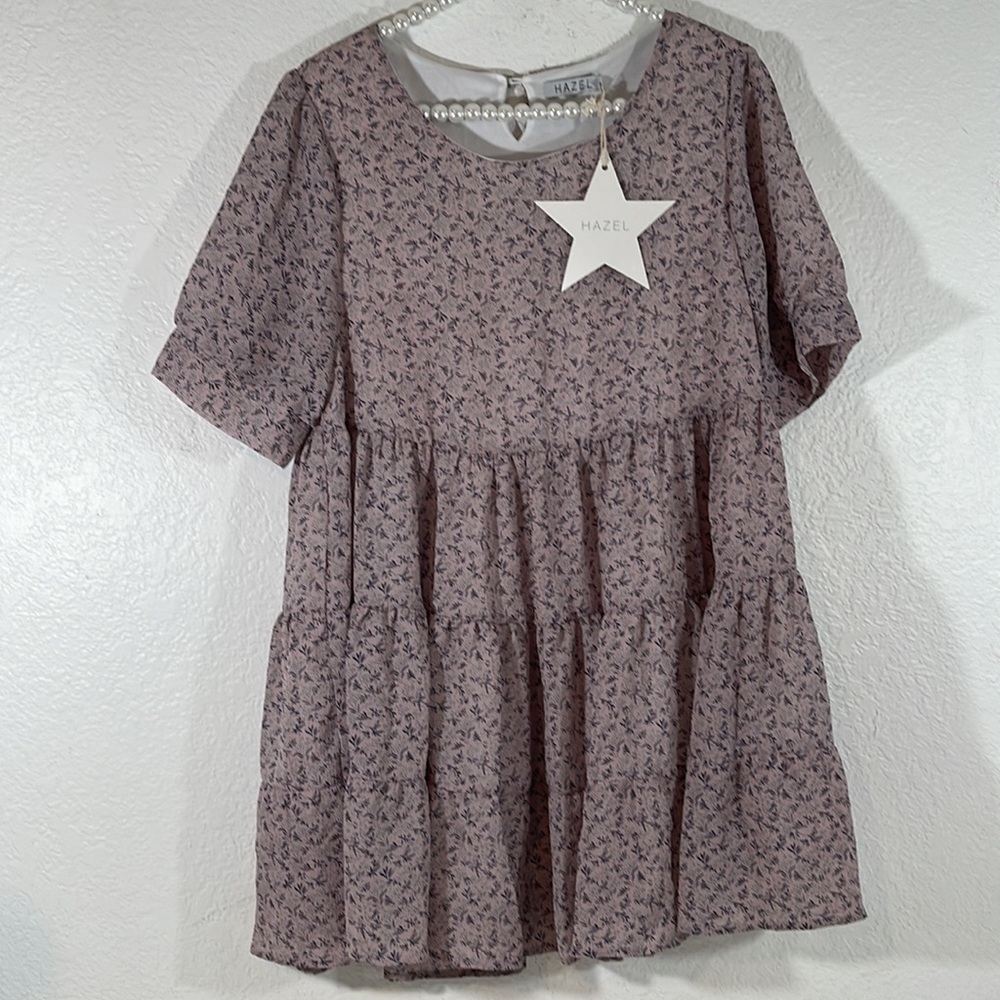 HAZEL Alison Lilac Flowy Lined Mini Dress Size Medium New - Picture 2 of 10